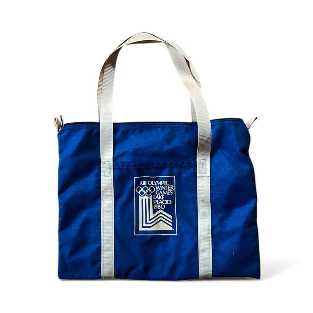Vintage Olympic Blue and Tan Tote